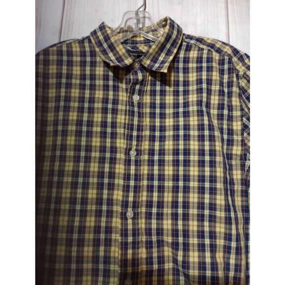 Banana Republic Shirt Men's‎ Large Yellow Blue Button Front Long Sleeve - Picture 3 of 8